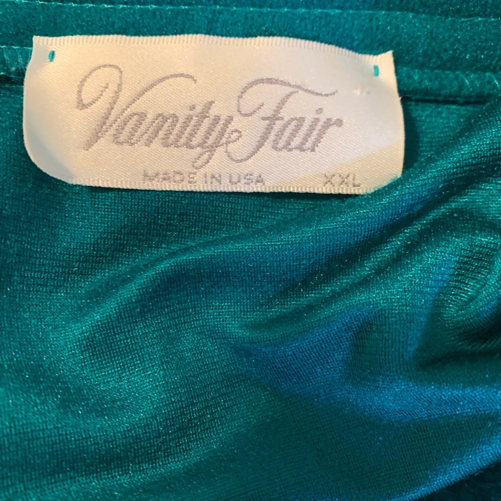 Vintage Vanity Fair Teal Brushed Fleece Robe XXL • 1980s • Snap Front • Pockets - Picture 6 of 6